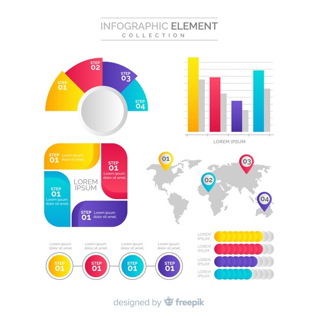 그라데이션 infographic 요소의 컬렉션