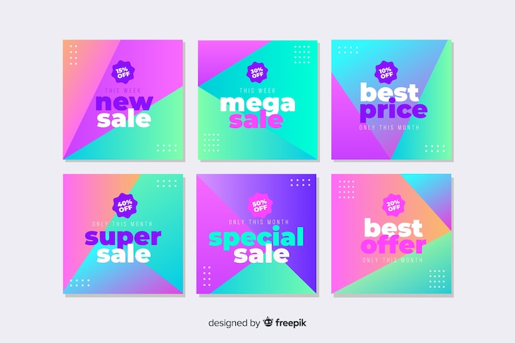 Free Vector collection of gradient instagram sales banners