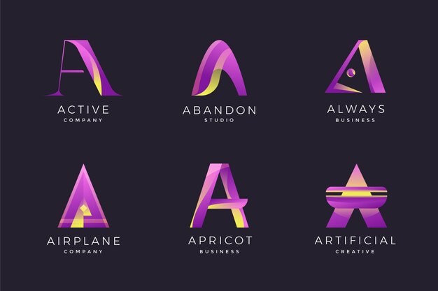 Collection of gradient a logos