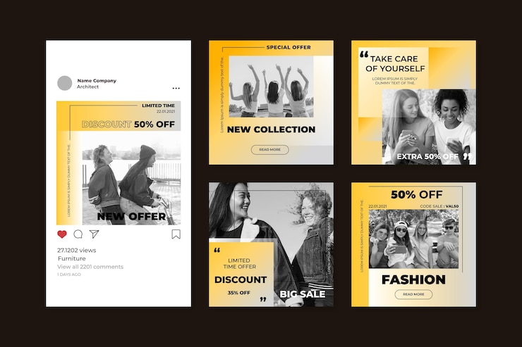 Free Vector collection of gradient sale instagram posts