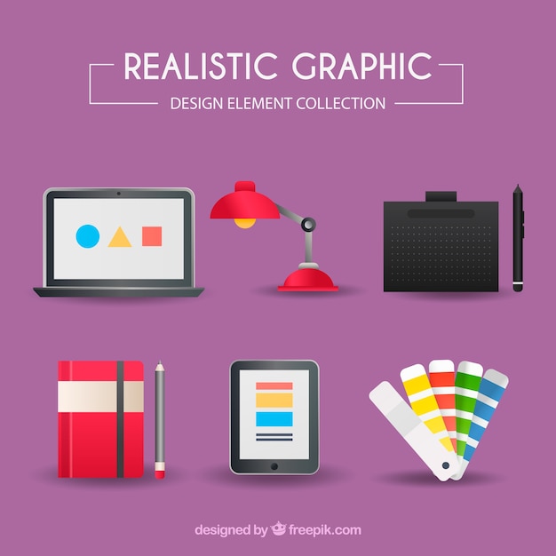 Free vector collection of graphic design elements in realistic style