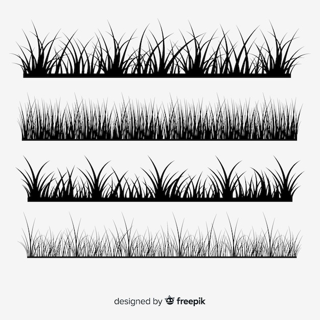 Free vector collection of grass border silhouettes