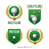 Vettore gratuito collezione di etichette da golf verde