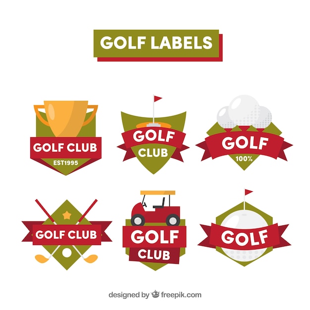 Free vector collection of green and red golf labels