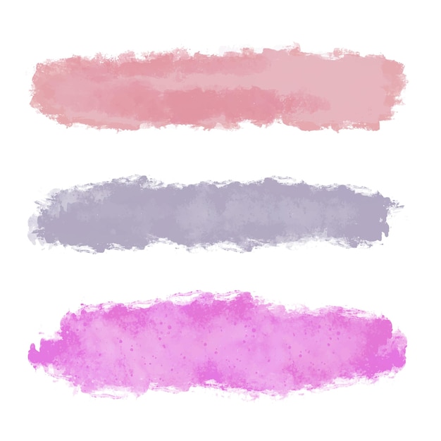 Collection of grunge brush strokes in pastel colours