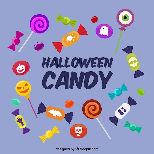 Free vector collection of halloween candy in flat design