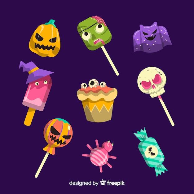 Collection of halloween delicious candies