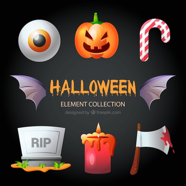 Vettore gratuito raccolta di elemento di halloween