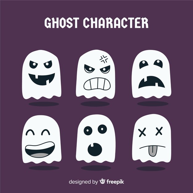 Free vector collection of halloween ghost characters