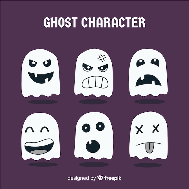 Collection of halloween ghost characters