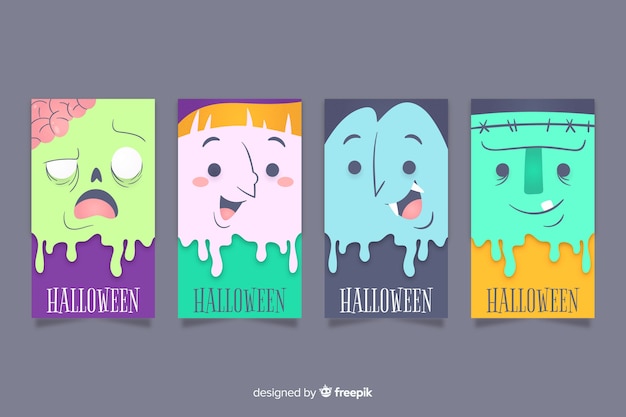 Free vector collection of halloween instagram stories