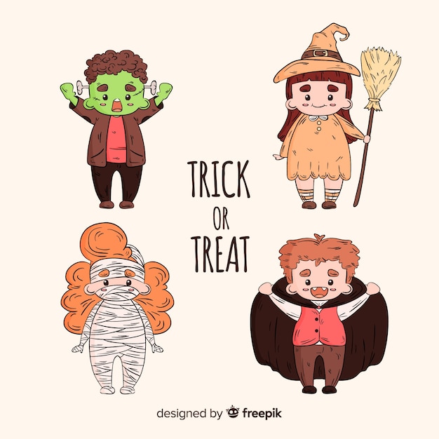 Free vector collection of halloween kids