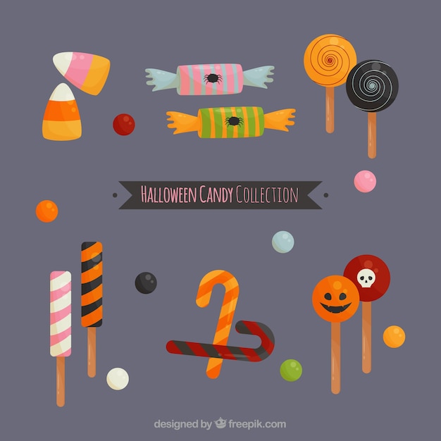 Free vector collection of halloween lollipop and candy