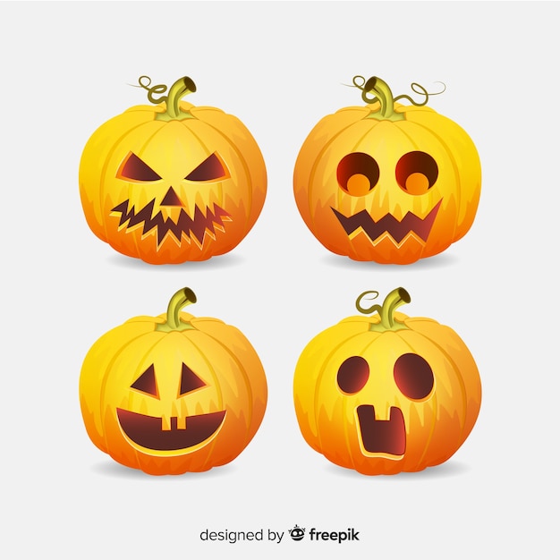 Collection of halloween pumpkin realistic style