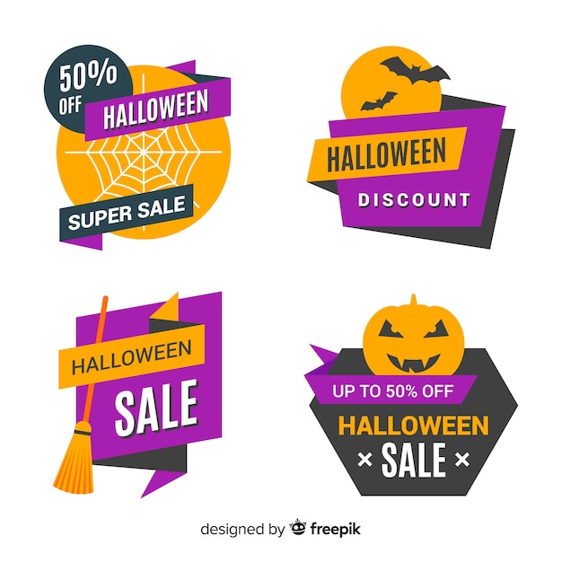 Free vector collection of halloween sale badges