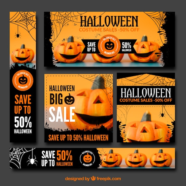 Collection of halloween sale banner