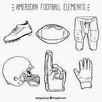 Free vector collection of hand-drawn american football items