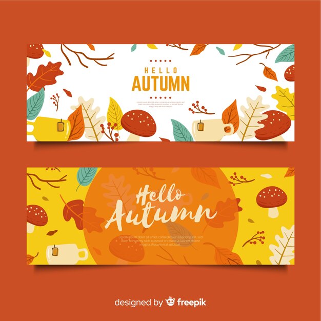 Free Vector collection of hand drawn autumn banners