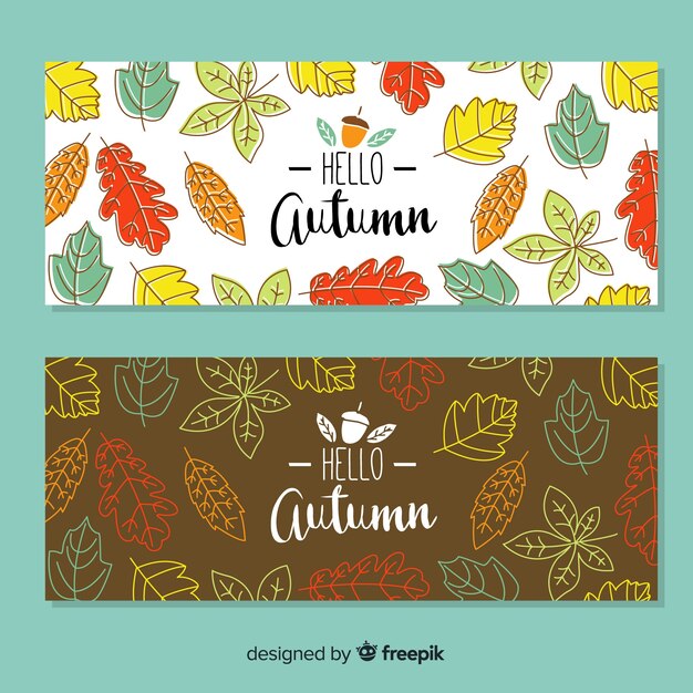 collection of hand drawn autumn banners