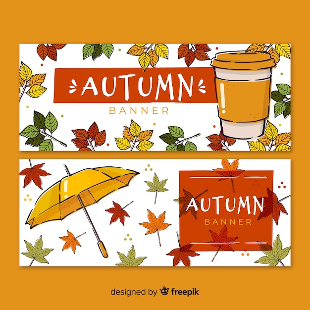 Free vector collection of hand drawn autumn banners