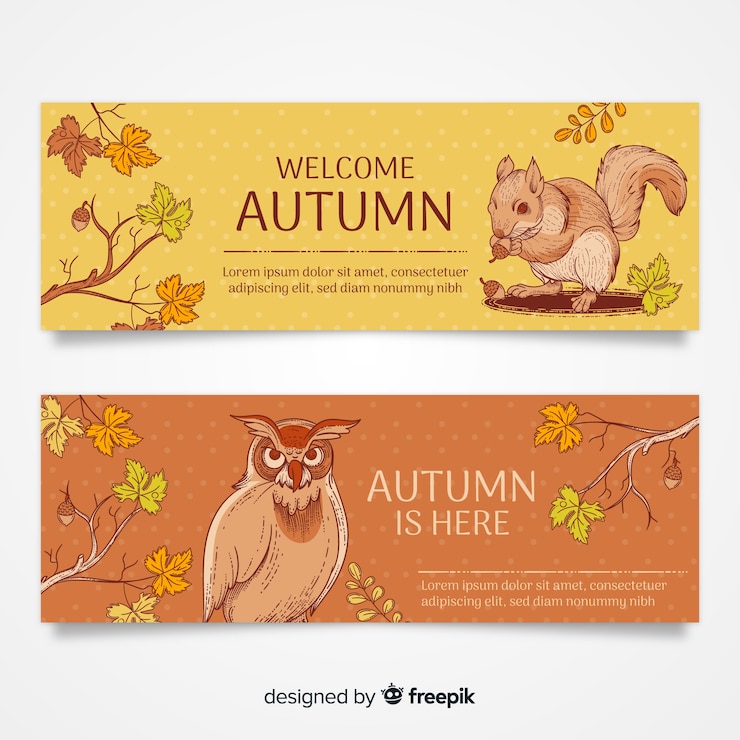 Free Vector collection of hand drawn autumn banners
