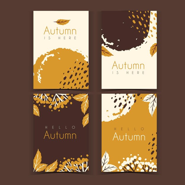 Collection of hand drawn autumn cards
