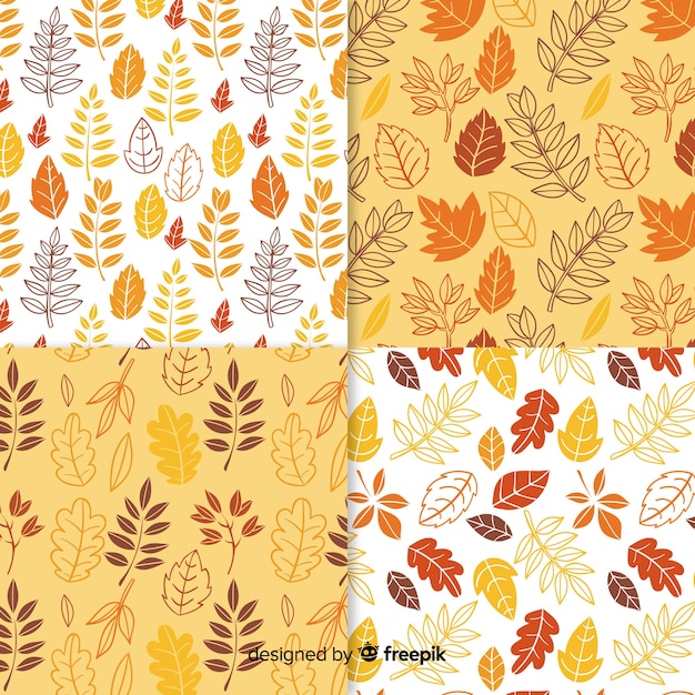 Collection of hand drawn autumn pattern