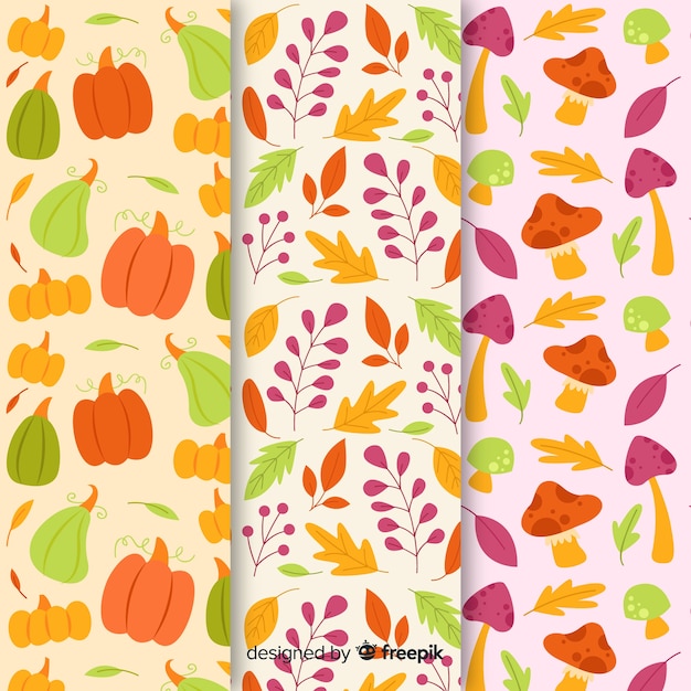 Free vector collection of hand drawn autumn pattern