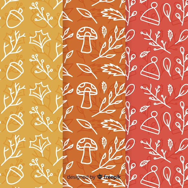 Free vector collection of hand drawn autumn pattern