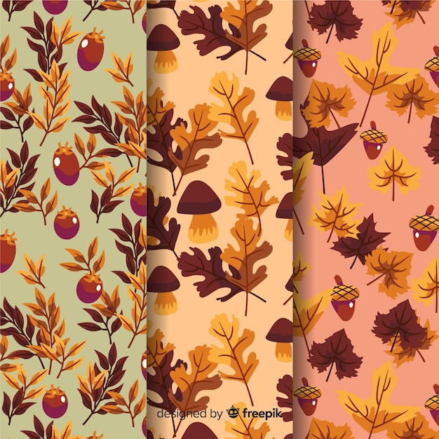 Free vector collection of hand drawn autumn patterns