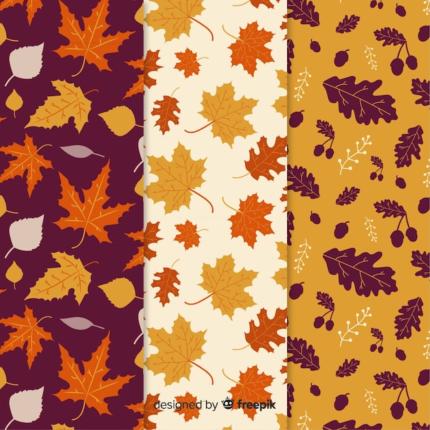 Collection of  hand drawn autumn patterns