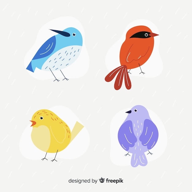 Collection of hand drawn birds