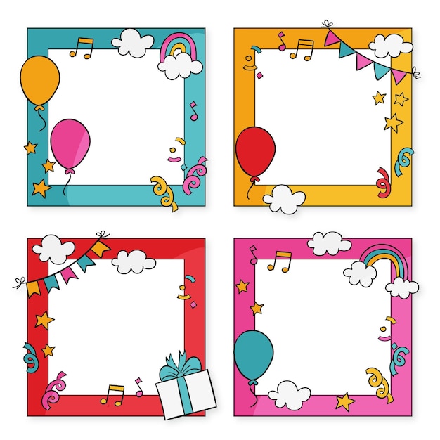 Free vector collection of hand drawn birthday collage frame