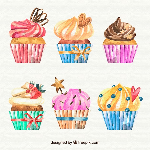Free vector collection of hand drawn birthday muffins