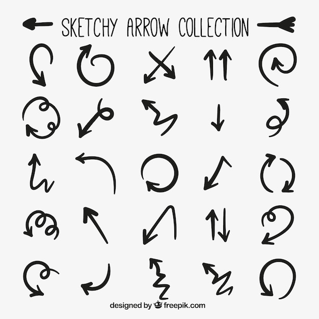 Collection of hand-drawn black arrows