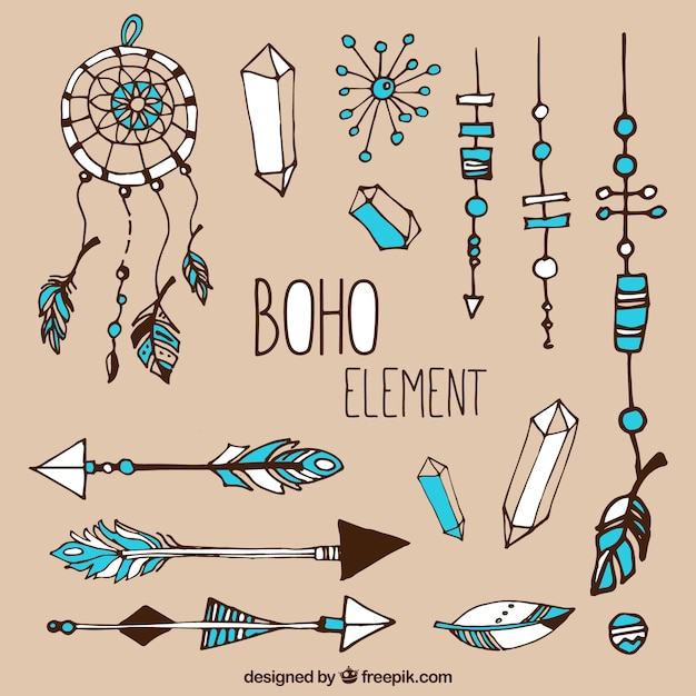 손으로 그린 boho 요소 컬렉션