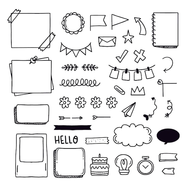 Free vector collection of hand drawn bullet journal elements