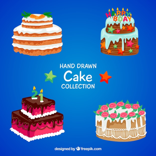 Collection of hand drawn cakes