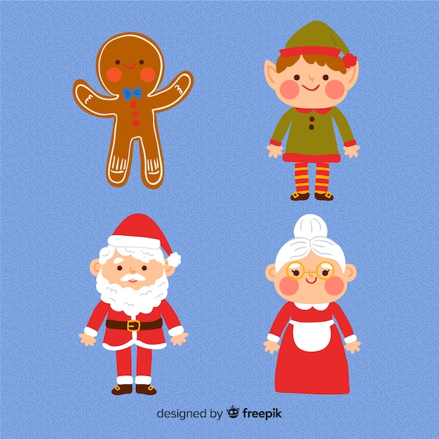 Collection of hand drawn christmas characters