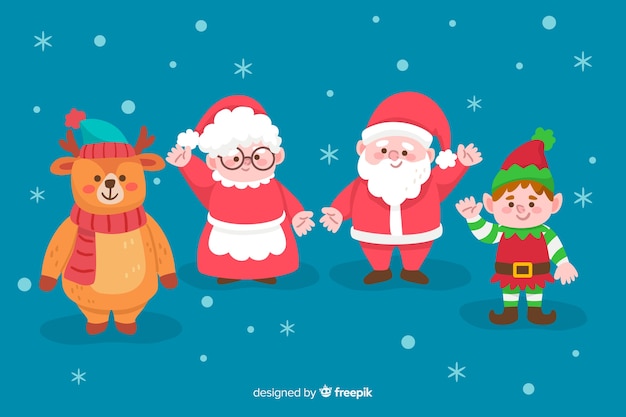 Collection of hand drawn christmas characters