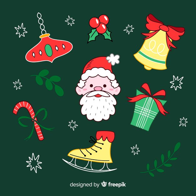 Collection of hand drawn christmas element