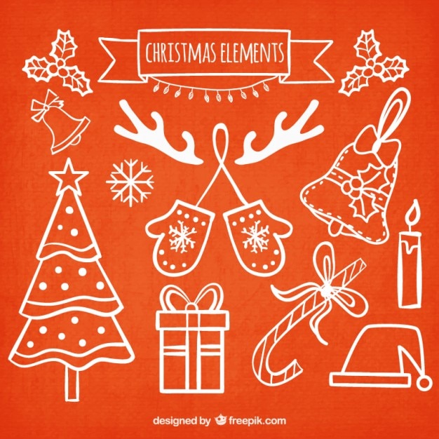 Collection of hand drawn christmas elements