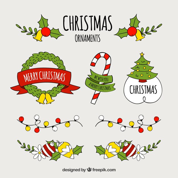 Collection of hand drawn christmas elements