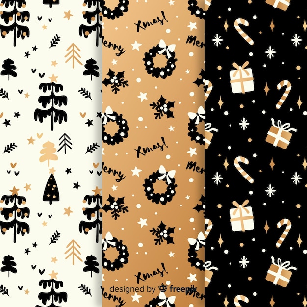 Collection of hand drawn christmas pattern
