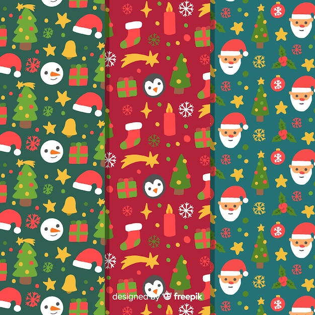 Collection of hand drawn christmas pattern