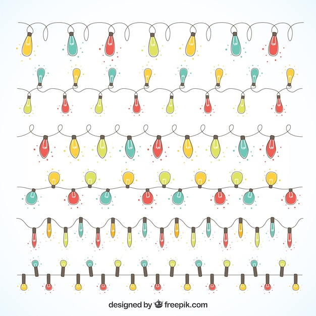 Free vector collection of hand drawn colored christmas lights