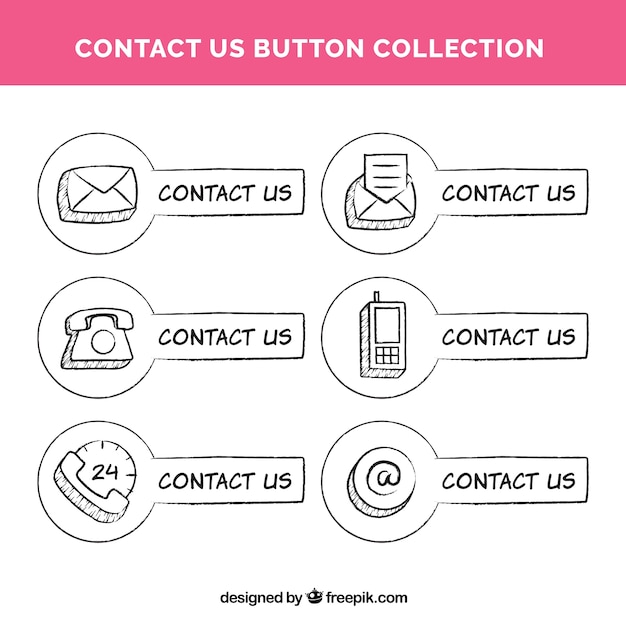 Free vector collection of hand drawn contact buttons