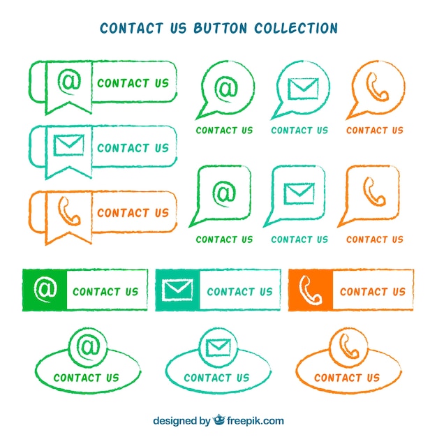 Collection of hand drawn contact buttons