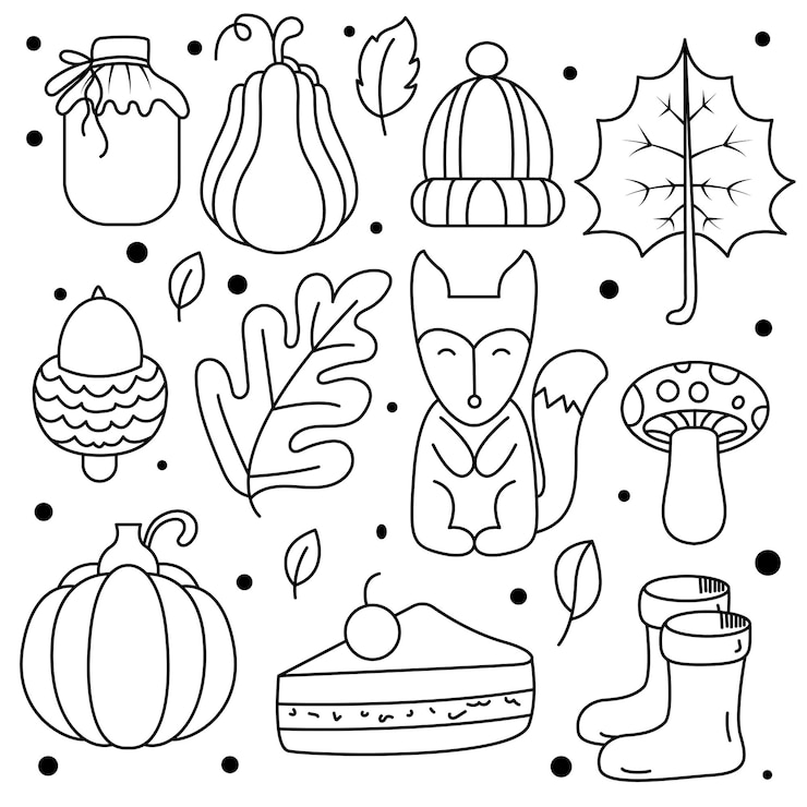 Free Vector collection of hand drawn cute autumn stickers