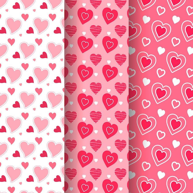 Free vector collection of hand drawn cute heart patterns